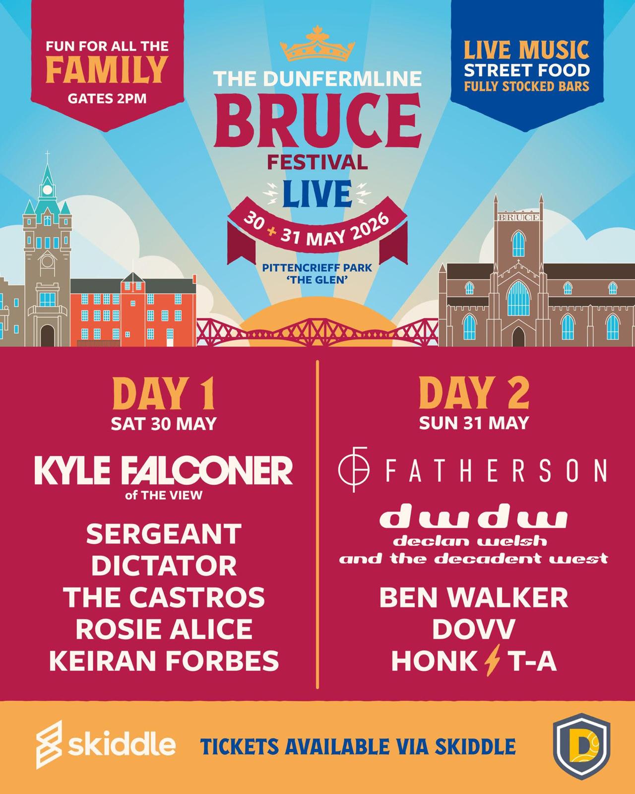 Bruce Festival Live 2026 official poster showing the full lineup for both nights